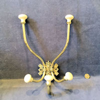 Brass and Ceramic 5 Branch Hat and Coatrack 