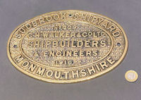 Brass 1916 Shipbuilders Nameplate NP430