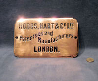 Hobbs, Hart Brass Safe Plate