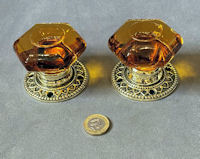 Pair of Amber Glass Door Handles DH015