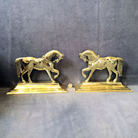 Pair of Brass Horse Mantel Ornaments