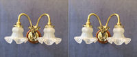 Pair of Brass Twin Branch Electric Wall Lights
