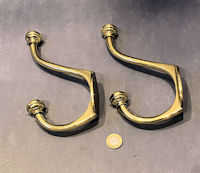 Pair of Large Brass Hat and Coat Hooks