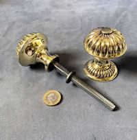 Pair of Segmented Brass Door Handles, 4 pairs available