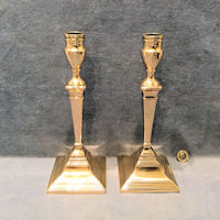 Pair of Square Brass Candlesticks CS216