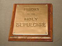 Priory of The Holy Sepulchre Plaque