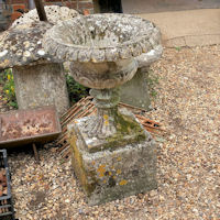 Reconstituted Stone Garden Urn on Pedestal