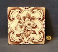Sepia Decorated Tile, 2 available T168
