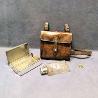 Swaine and Adeney Leather Cased Flask and Sandwich Box