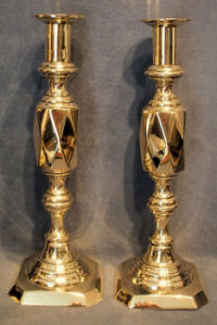 Pair of Tall Brass Candlesticks   CS81