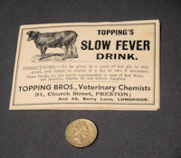 10 Labels for Topping's Slow Fever Drink, several packs available VT47