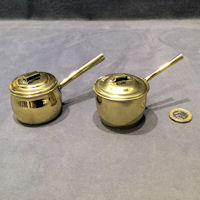 2 Similar Miniature Brass Saucepans with Lids SP226