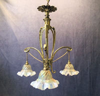 3 Branch Brass Electric Light Fitting