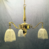 3 Branch Brass Electric Light Fitting HL561