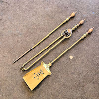 3 Piece Brass and Copper Fire Iron Set