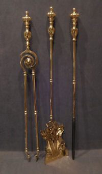 3 Piece Matching Brass Fire Irons