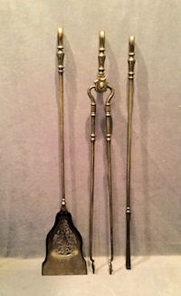 3 Piece Set of Burnished Steel Fire Irons