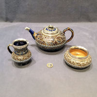 3 Piece Silver Mounted Doulton Tea Set TP27