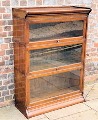 3 Section Stacking Glazed Oak Bookcase F374