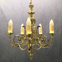 5 Branch Brass Electric Light Fitting