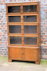 5 Section Minty Glazed Oak Bookcase