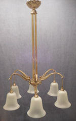 6 Branch Brass Electric Light Fitting