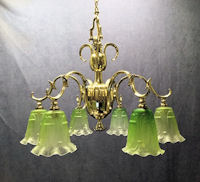 6 Branch Brass Electric Light Fitting