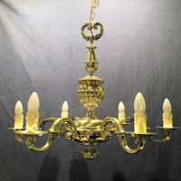 6 Branch Brass Electric Light Fitting