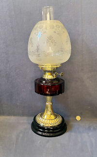 Amethyst Glass and Brass Oil Lamp OL146