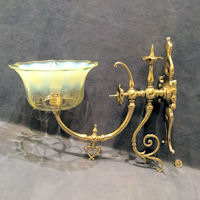 Art Nouveau Brass Wall Light with Vaseline Shade
