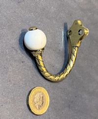 Brass & Ceramic Coat or Hat Peg CH143