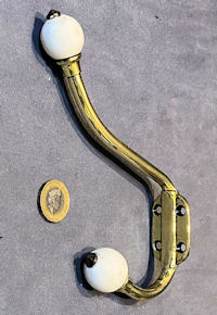 Brass & Ceramic Hat & Coat Hook CH131