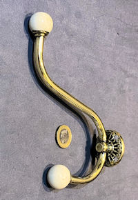 Brass & Ceramic Hat & Coat Hook CH132