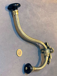 Large Brass & Ceramic Hat & Coat Hook CH140