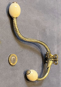 Brass and Ceramic Hat and Coat Hook, 4 available CH25