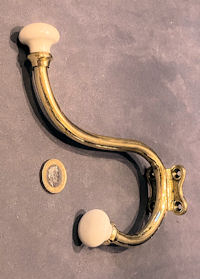 Brass and Ceramic Hat and Coat Hook, 2 available CH45