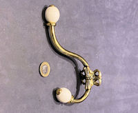 Brass & Ceramic Hat & Coat Hook, 2 available CH58