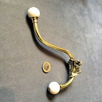 Brass and Ceramic Hat and Coat Hook CH977