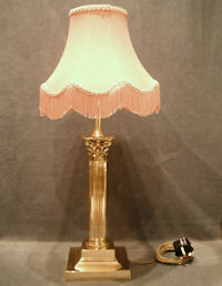 Brass Corinthian Column Electric Side Lamp