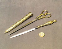 Brass Desk Set Scissors and Letter Opener