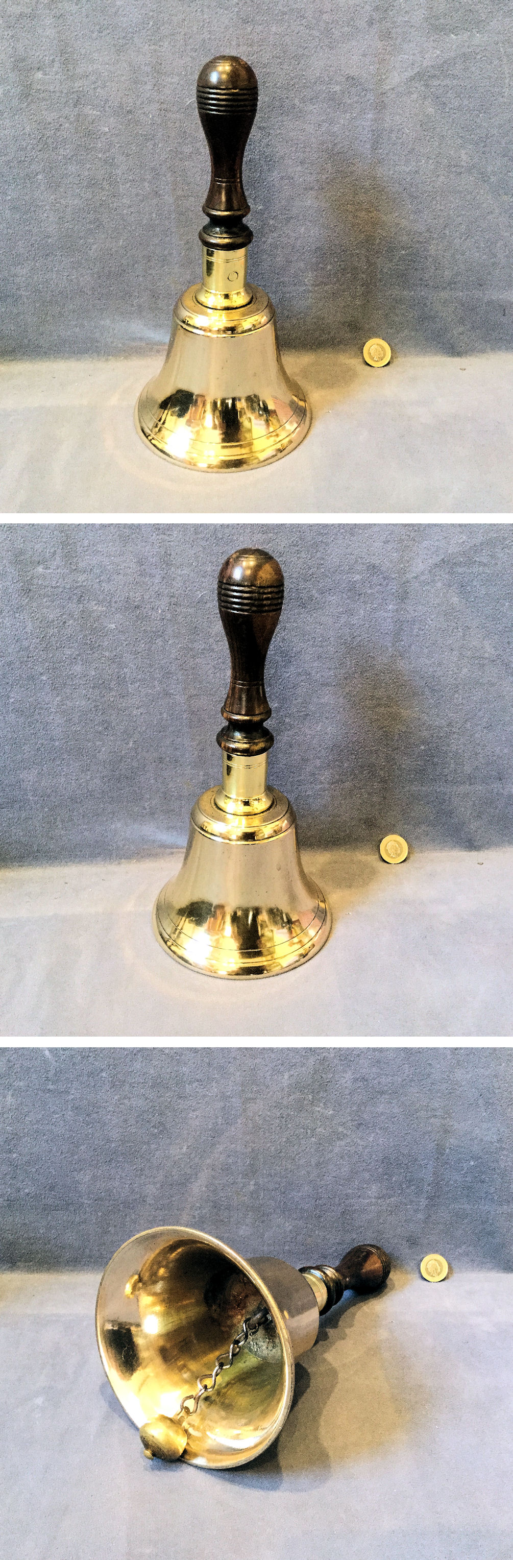 Antique Solid Brass Foley Bell Press Mounted On An Oak Backboard Warwick Rec 