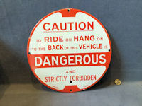 Circular Enamel Warning Notice