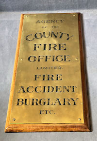 County Fire Office Brass Nameplate
