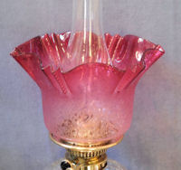 Cranberry Glass Oil Lamp Shade