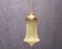 Diagonal Striped Vaseline Electric Pendant Light