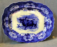 Flow Blue and White Ceramic Platter