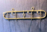 Folding Brass and Ceramic Hat and Coat Rack
