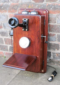 Fully Converted GPO No11 Mahogany Wall Telephone