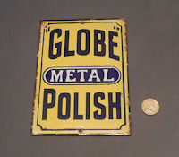 Globe Metal Polish Enamel Sign