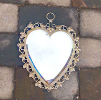 Heart Shaped Brass Wall Mirror